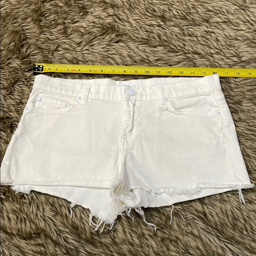 Hudson Jeans White Jean Shorts Distressed Hem